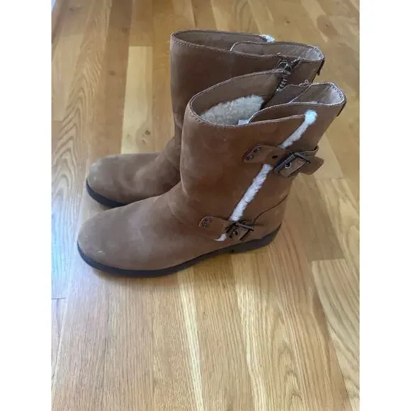 UGG Niels Boot In Water-resistant Chestnut Brien Leather. Size 11 Sherpa Lined - Picture 4 of 9